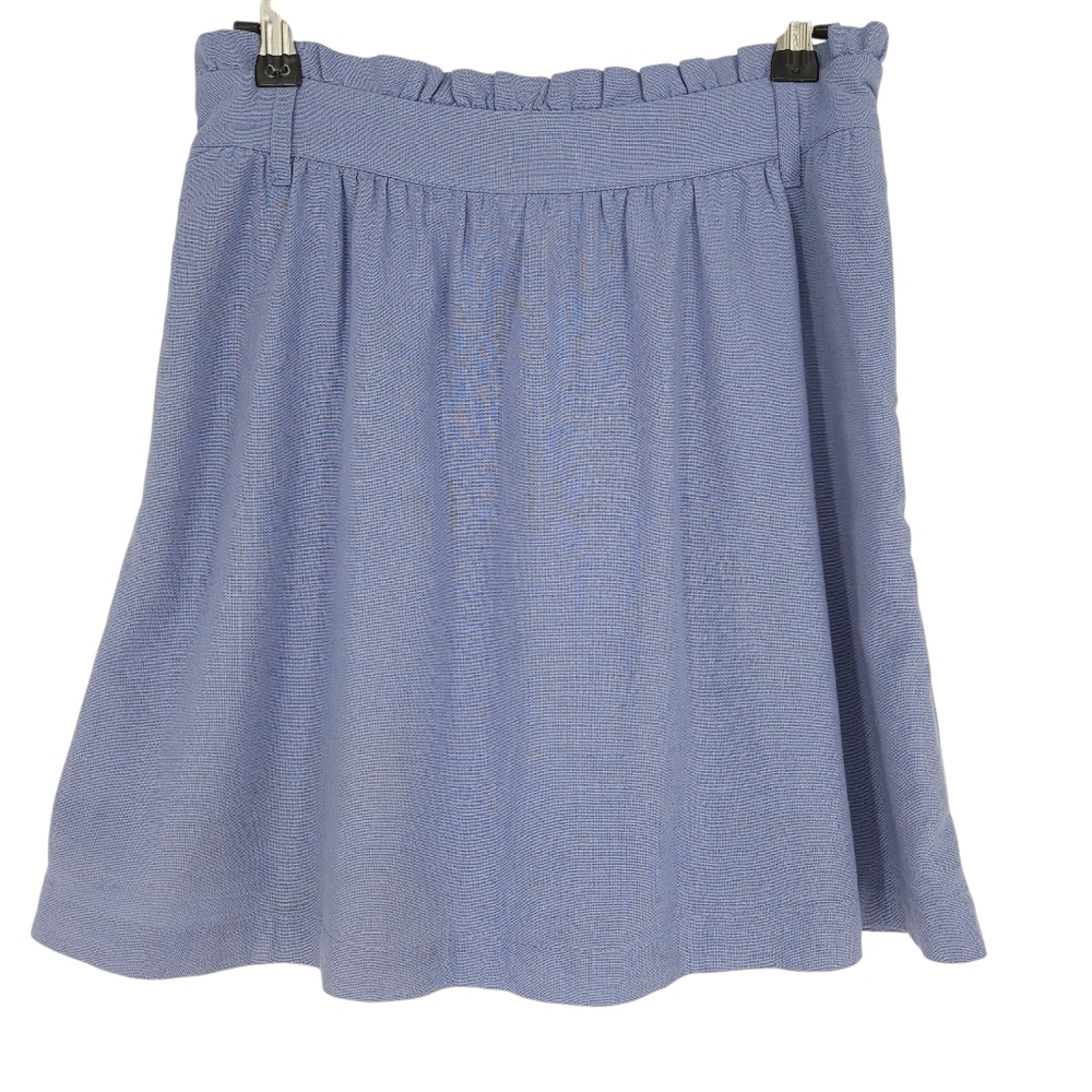 American Eagle Flare Skirt Linen Blue Pull On Stretch Waist A Line Small
